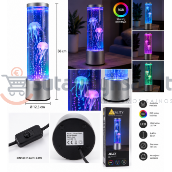 LED burbulų lempa su medūzomis Reality JELLY R50701187, RGB, 36 cm LED burbulų lempa su medūzomis Reality JELLY R50701187, RGB, 36 cm
